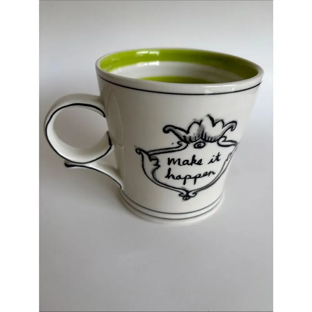 Molly Hatch Anthropologie Make It happen Crown Green Stripe Mug